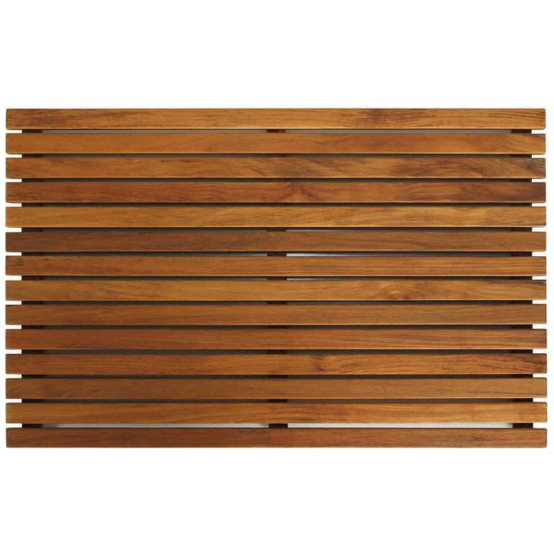 Bay Isle Home™ Lamoreaux Rectangle Teak & Wood Non-Slip Bath Rug ...